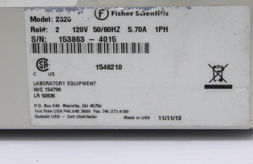 Fisher Scientific Isotemp 2320 Water Bath 10L Lab Heating Device
