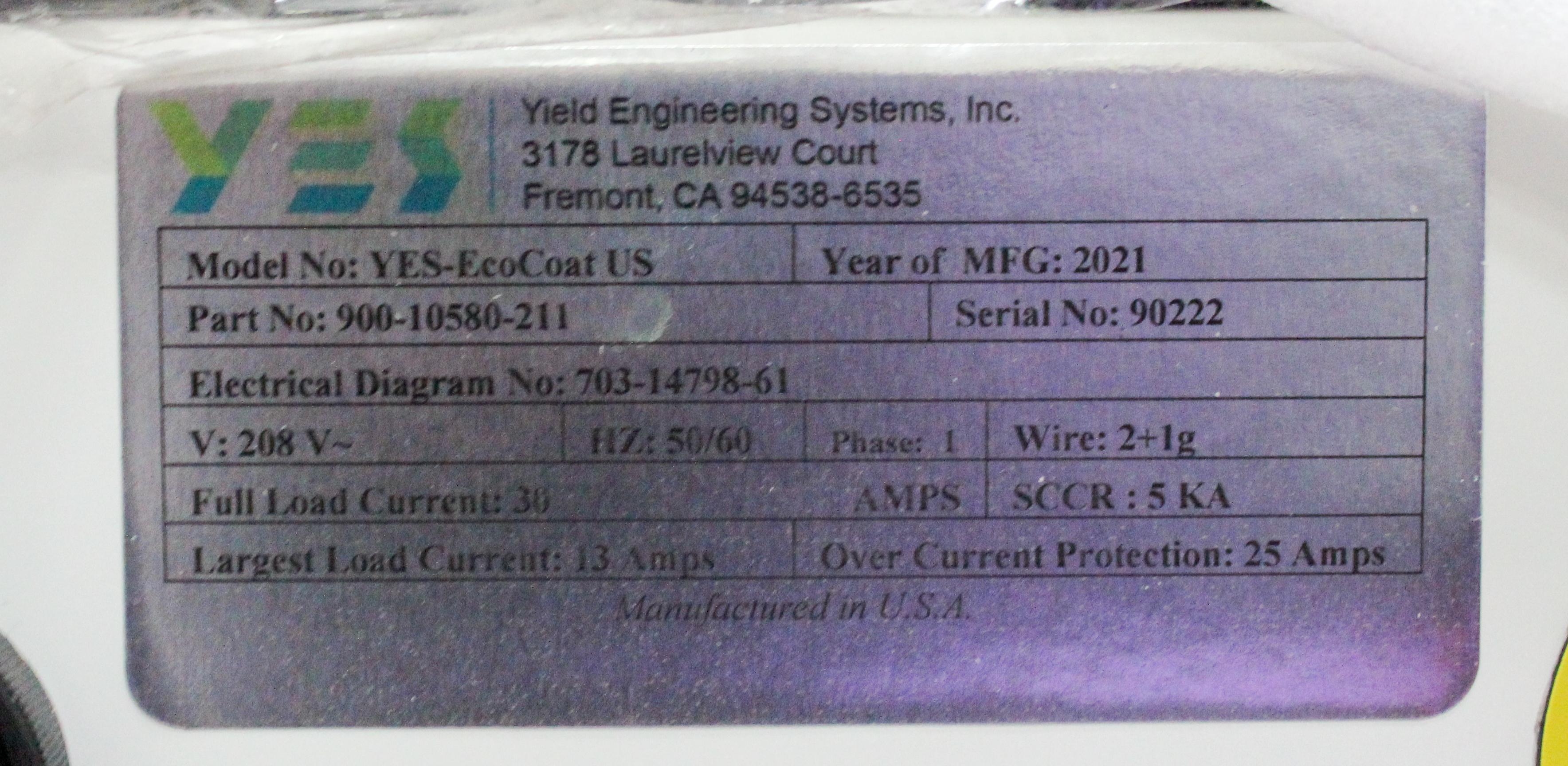 YES YES-EcoCoat US 1224P Deposition System Silane Vapor Phase With Computer
