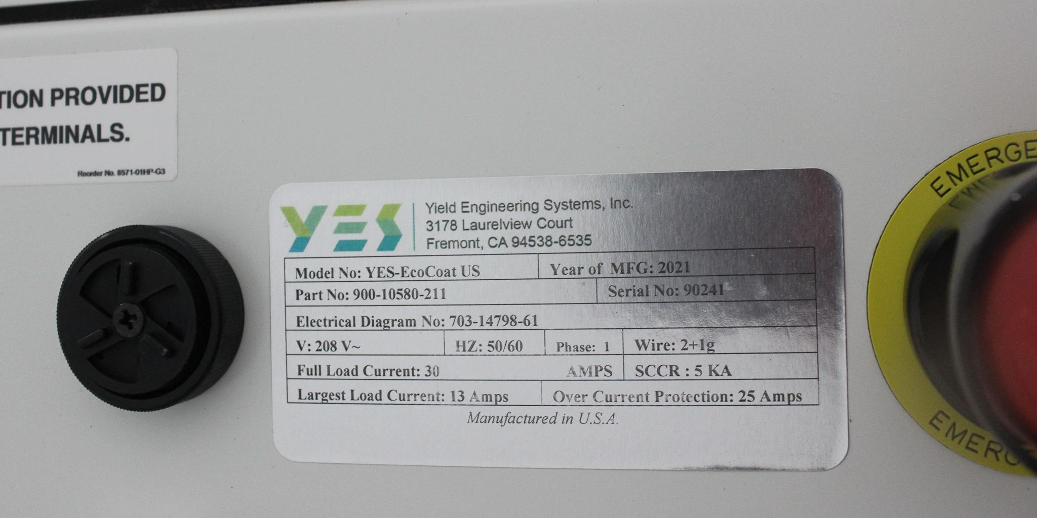 YES EcoCoat US 1224P Silane Vapor Deposition System w/ Software, 200C