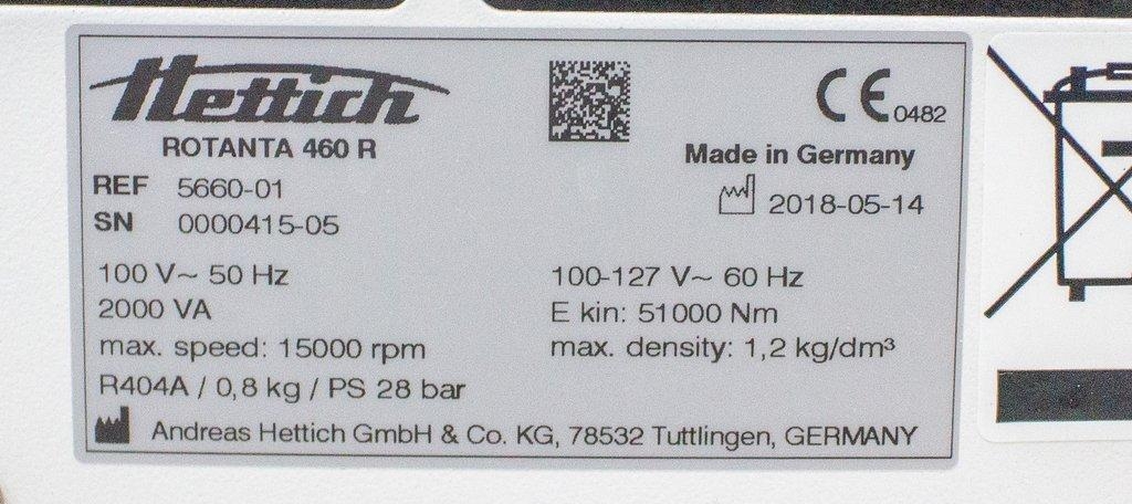Hettich Rotanta 460 R Benchtop Centrifuge Multifunction -20 to +40C 15000 RPM
