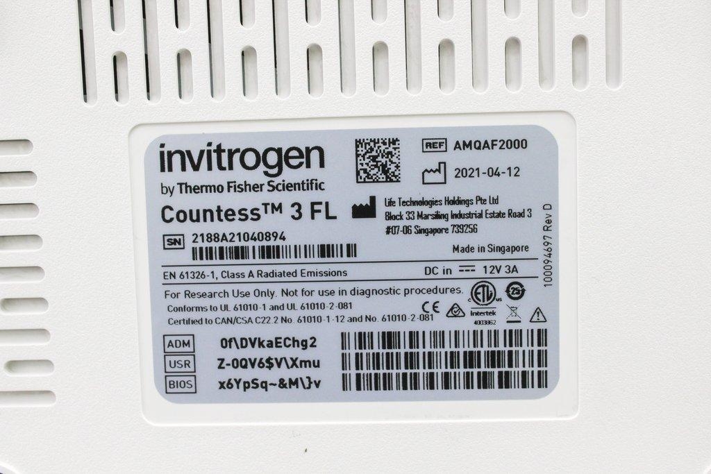 Invitrogen Countess 3 FL Cell Counting Automated Fast Accurate Includes Power