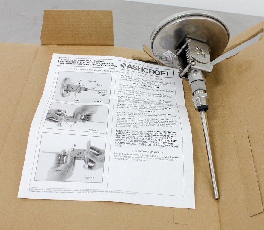 Ashcroft 5'' Bi-metal Thermometer -20 to 120°F 6in Stem Set of 19 Pcs