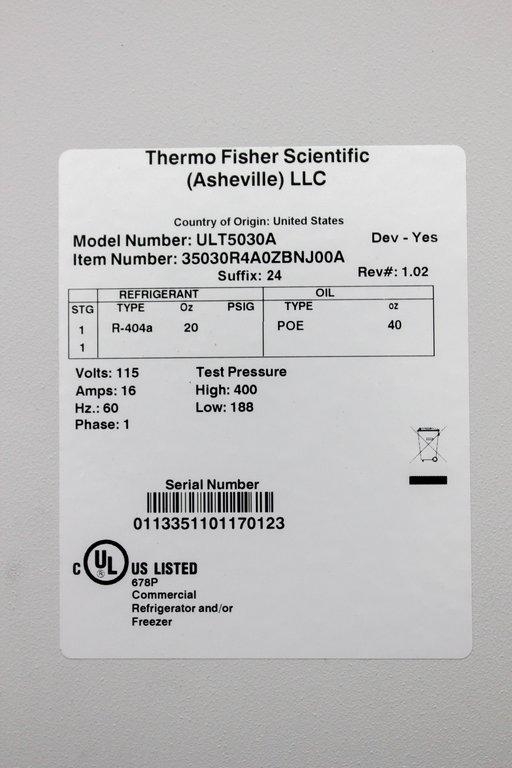 Thermo ULT5030A Freezer -30C 51.1 Cu Ft Upright Lab - Digital Control