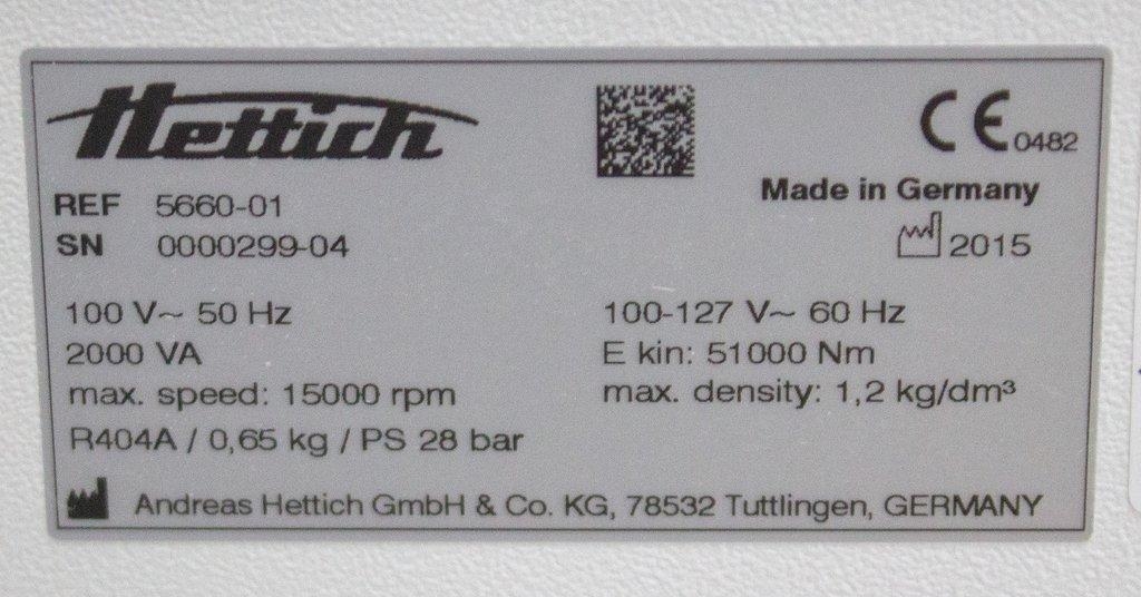 Hettich Rotanta 460 R Benchtop Centrifuge, Coolable,-20 to +40C, 15,000 RPM