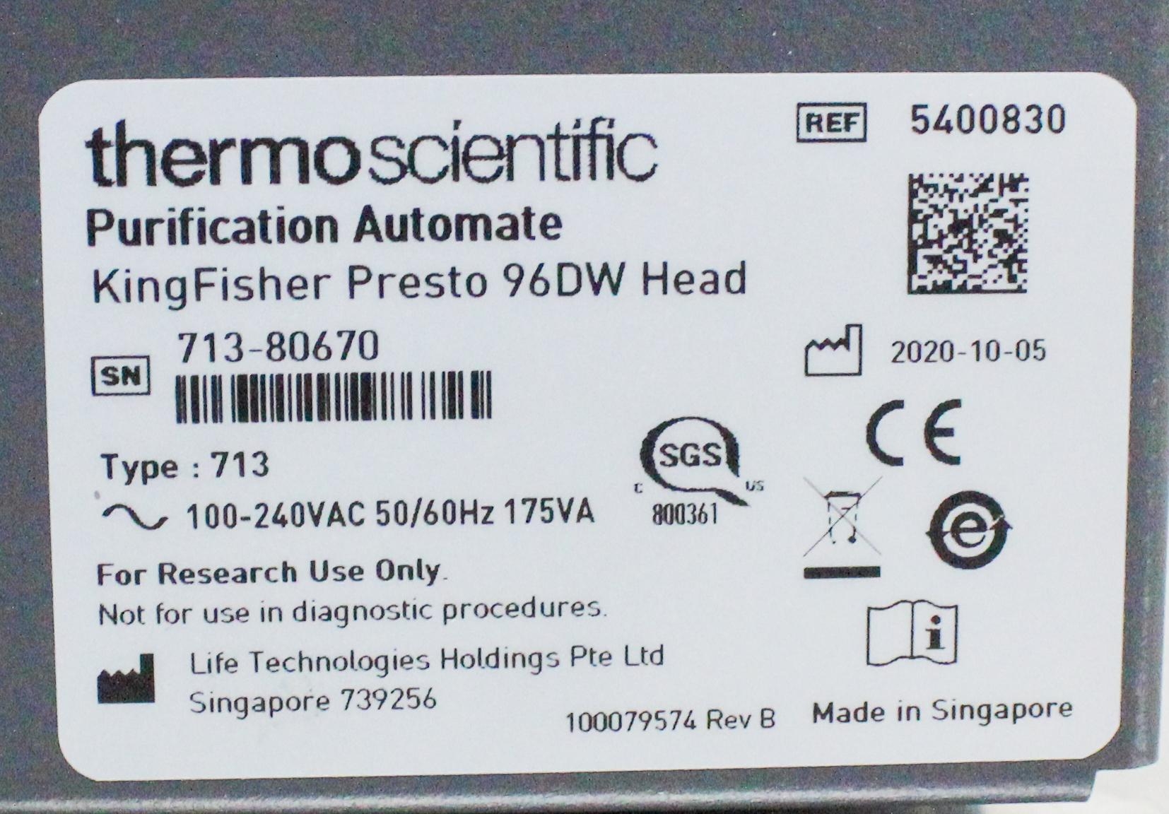 Thermo KingFisher Presto DNA/RNA Protein Purification System 96/24 Sample 5400830