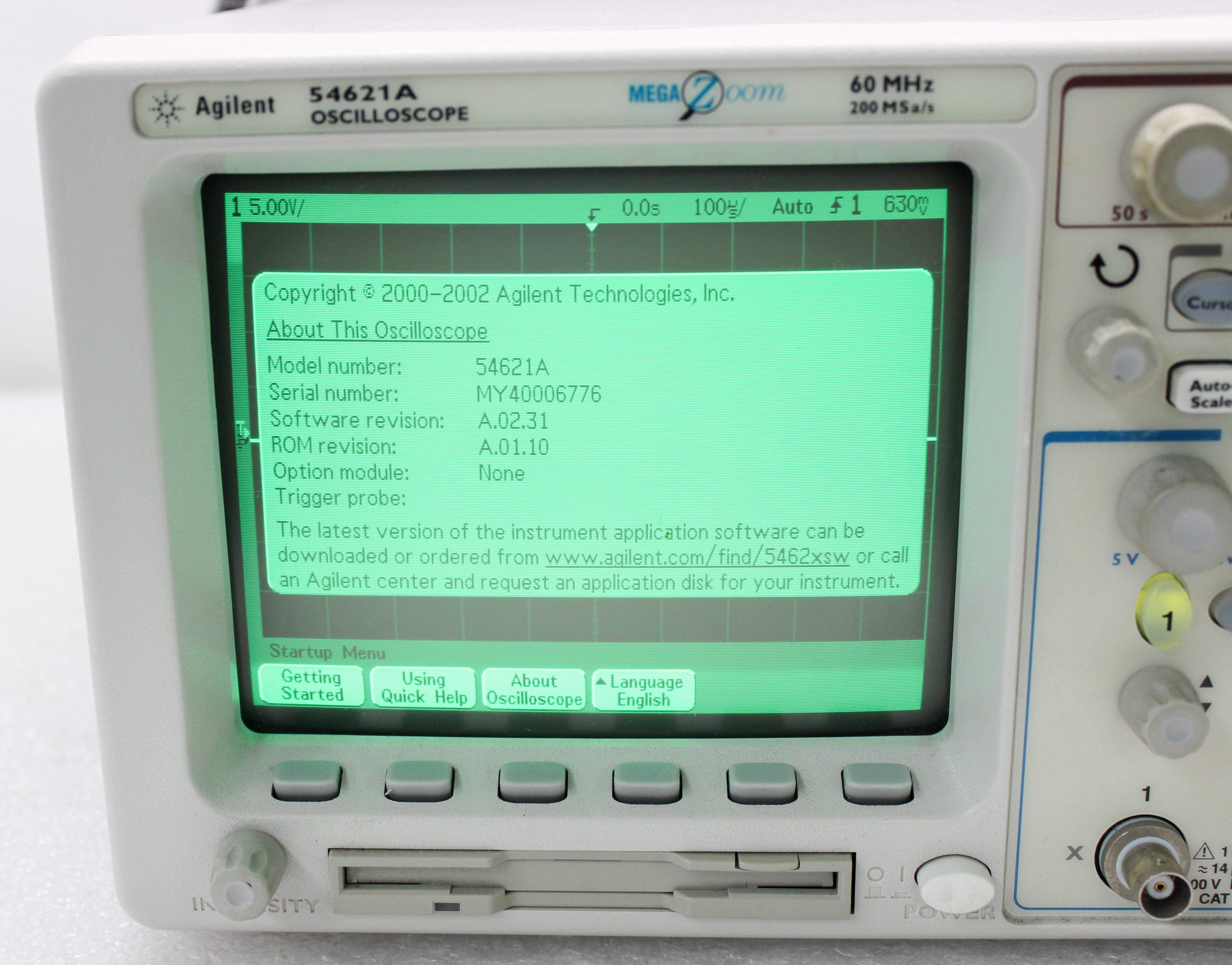 Agilent 54621A Oscilloscope Testing Equipment 2-Ch 60MHz 200MSa/s Real-time
