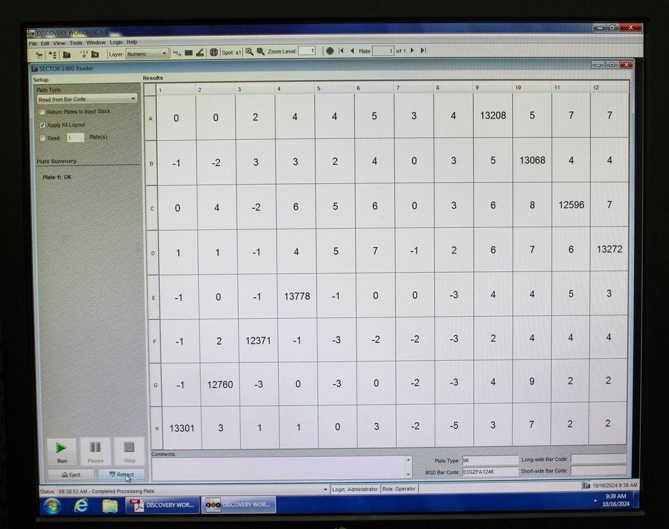 MSD 1201 Meso Sector S 6000 Immunoassay Analyzer High Sensitivity Inc Computer
