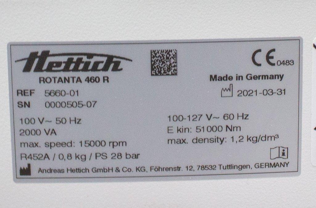 Hettich Rotanta 460R Centrifuge Benchtop -20 to 40C 15000RPM 5660-01