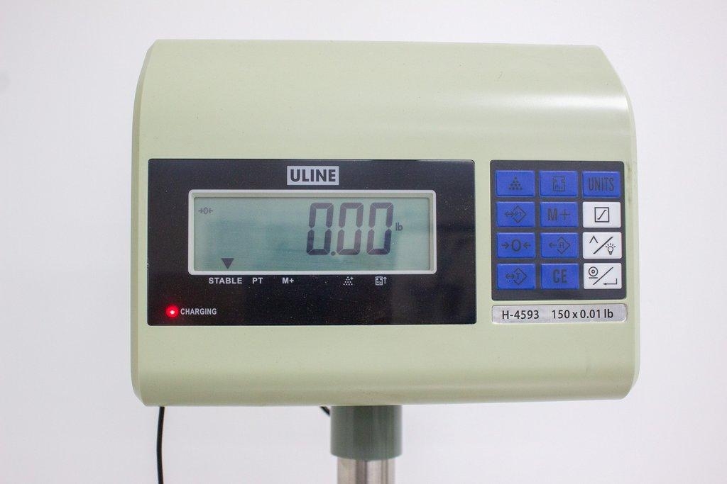 Uline H-4593 Industrial Platform Scale Accurate 150 lbs Capacity 14.5x20 SS