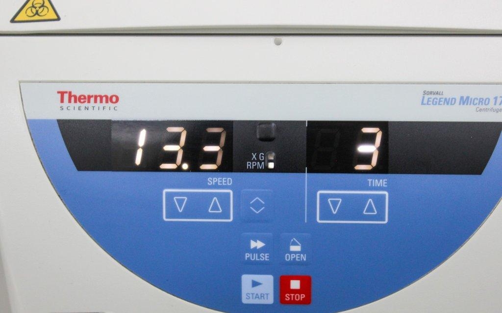 Thermo Sorvall Legend Micro 17 Microcentrifuge, VG Condition, Includes Rotor