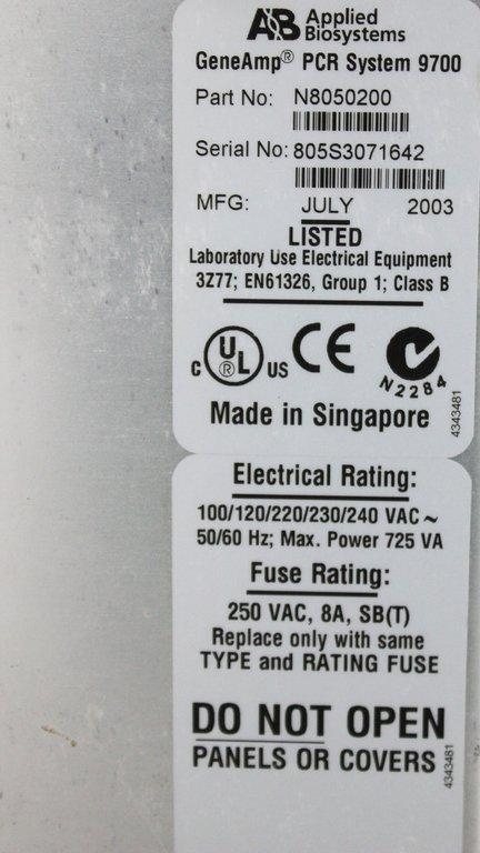ABI GeneAmp PCR System 9700 96-Well Thermal Cycler ±0.25C Accuracy