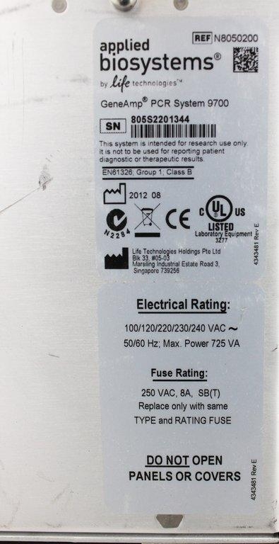 ABI GeneAmp PCR 9700 Thermal Cycler 96-Well Block High Volume Amplification