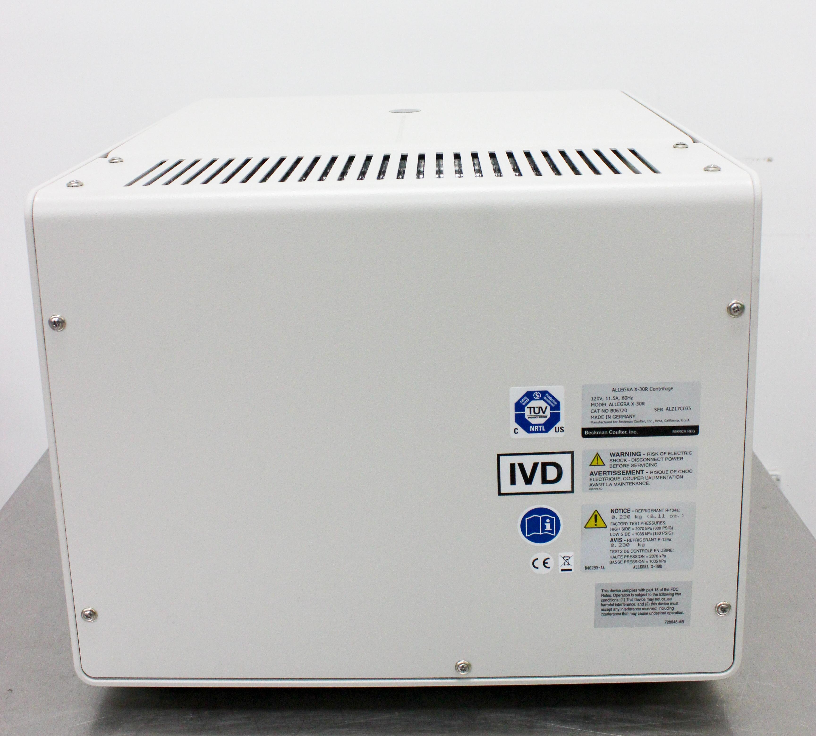 Beckman Allegra X30R Centrifuge 1.6L Capacity 18000 RPM 2-40C - Turn-Key