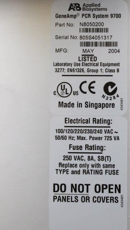 ABI GeneAmp PCR System 9700 Dual 96 Well Thermal Cycler 100V-240V