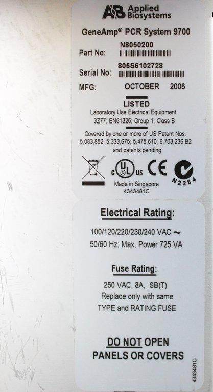 ABI GeneAmp PCR System 9700 Dual 96 Well Molecular Biology Thermal Cycler