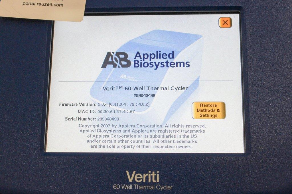 ABI Veriti 60 Well Thermal Cycler PCR 0.5ml Tubes Network 120V