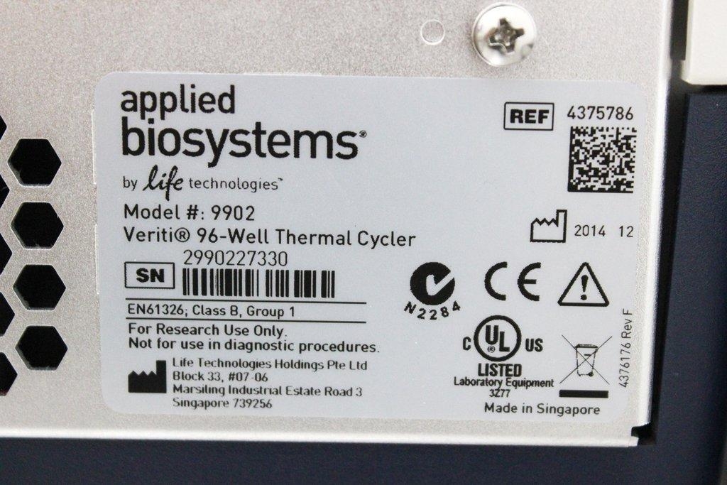 ABI Veriti 96 Well PCR Thermal Cycler Model 9902 As-Is for Parts/Repair