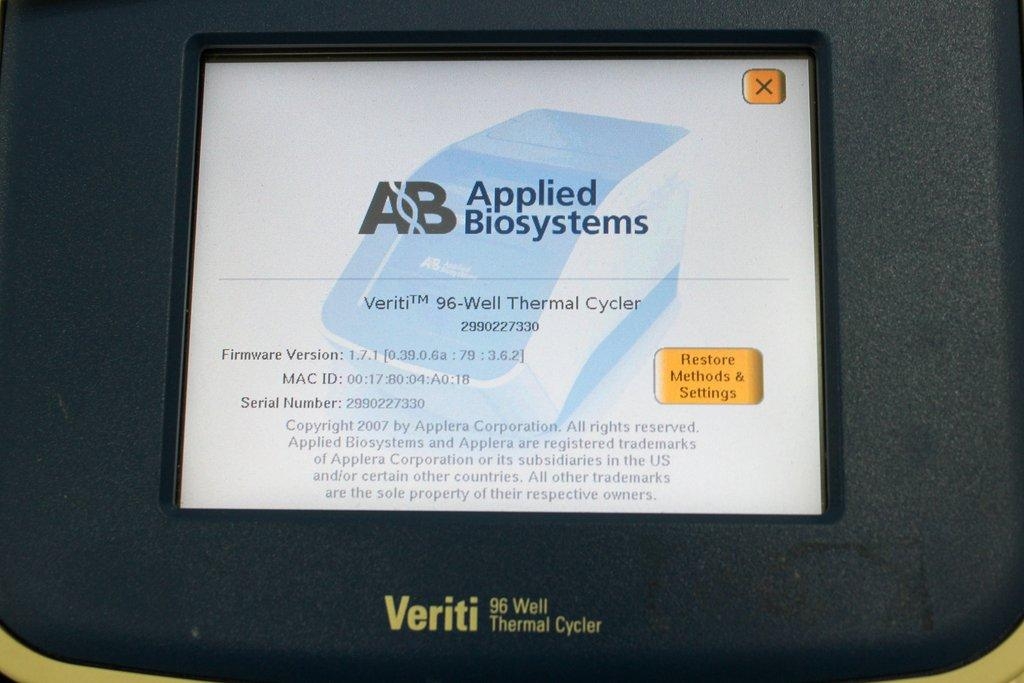 ABI Veriti 96 Well PCR Thermal Cycler Model 9902 As-Is for Parts/Repair