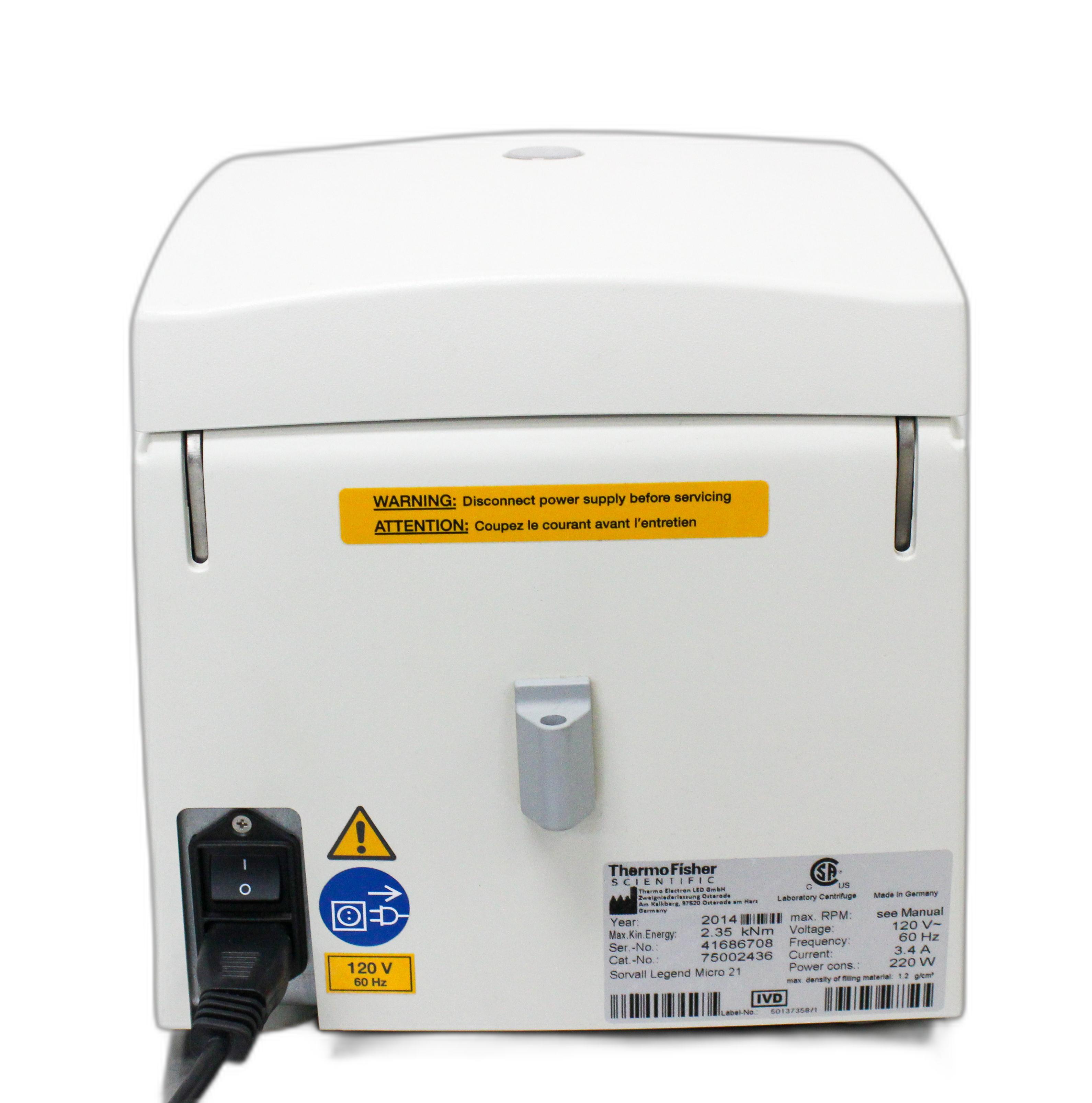 Thermo Scientific Sorvall Legend Micro 21 Benchtop Centrifuge, 24 x 1.5/2mL, Up to 14,800 RPM