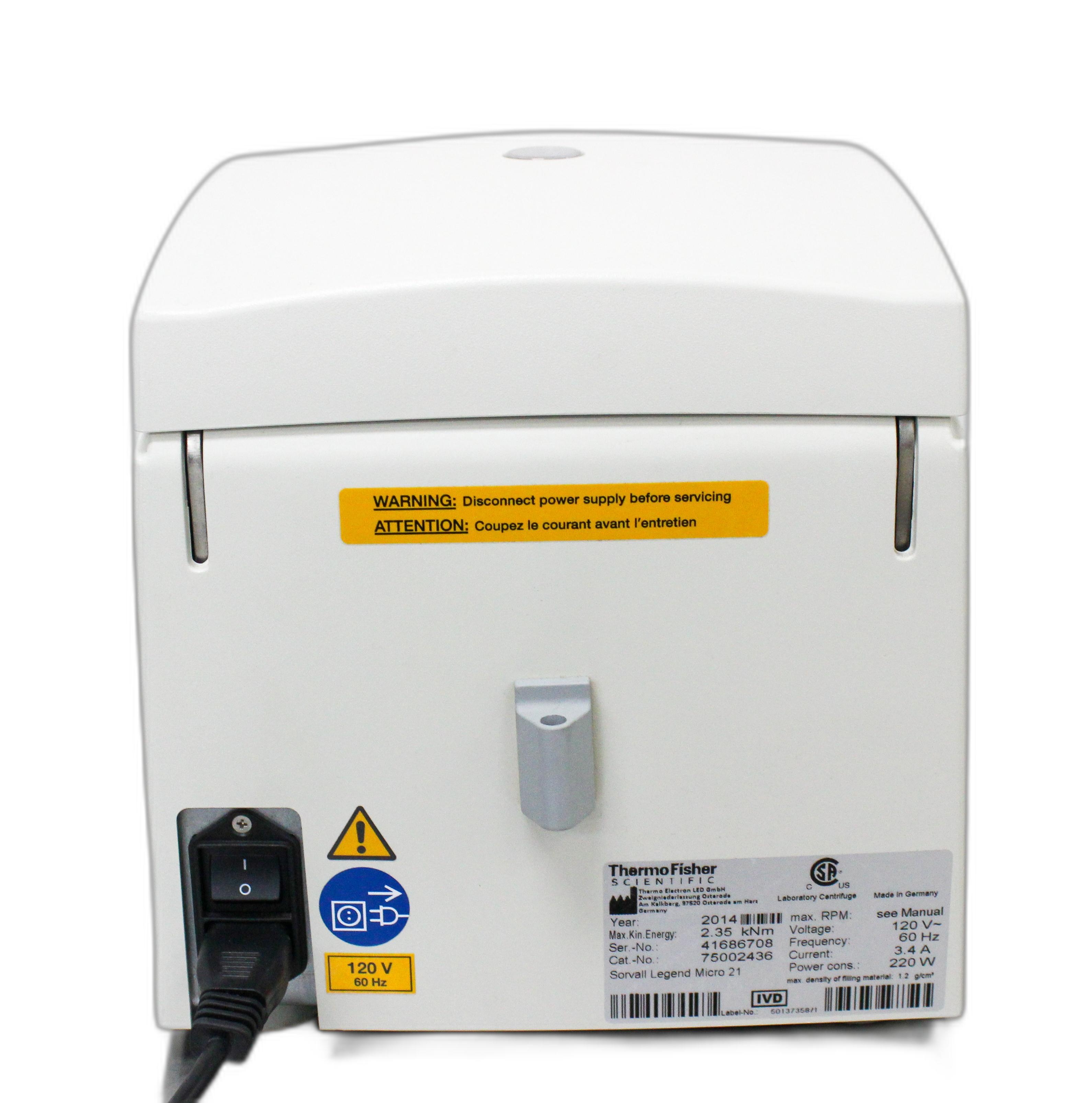 Thermo Sorvall Legend Micro 21 Benchtop Centrifuge 14,800 RPM 24x2mL