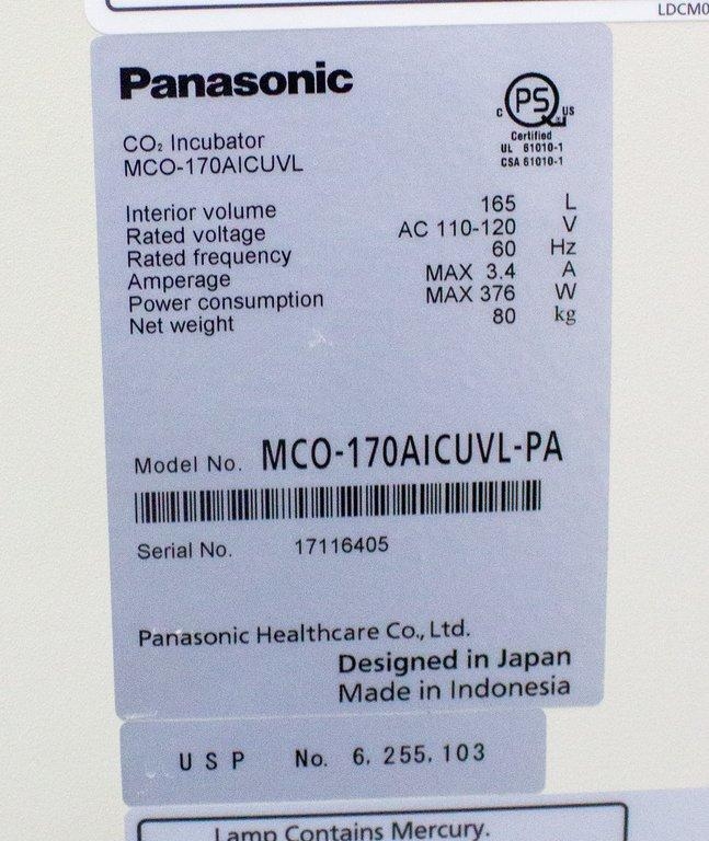 Panasonic MCO-170AICUVL-PA CO2 Laboratory Incubator 5.8 cu.ft. Touchscreen