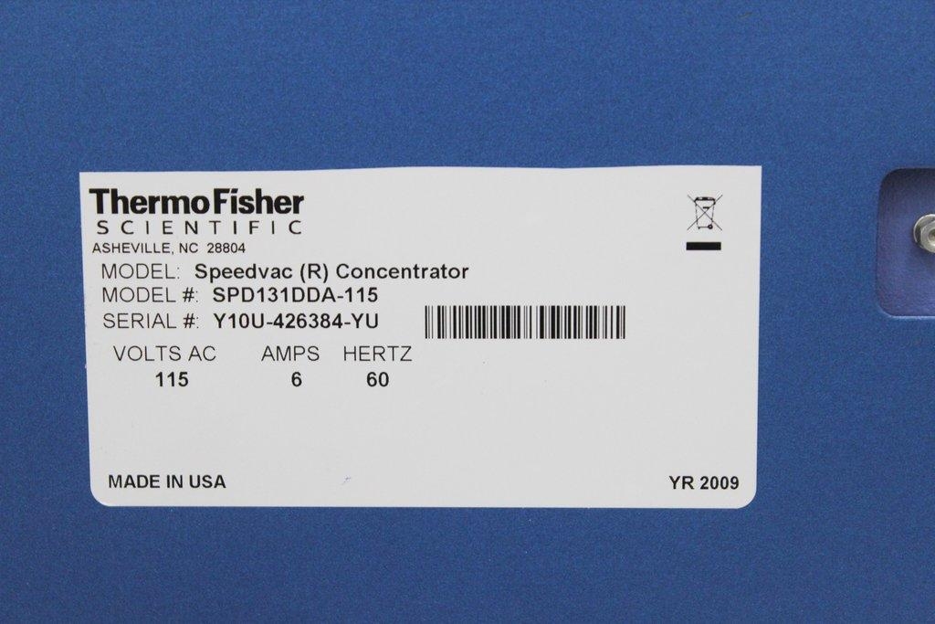 Thermo SPD131DDA Speed Vac Concentrator Chemical Resistant 45C-80C Control