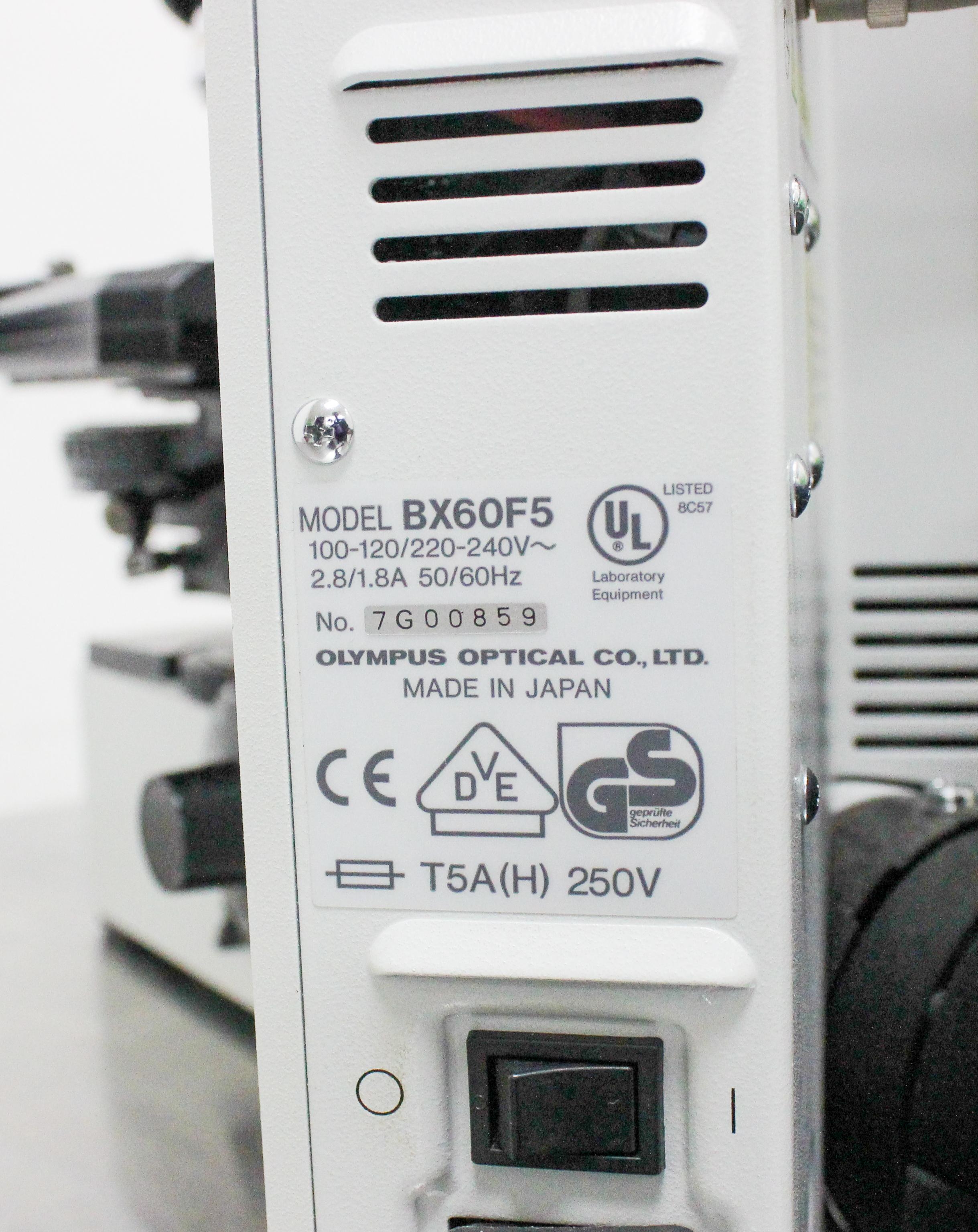 Olympus BX60F5 Microscope Lab Research Fluorescence Imaging Optics