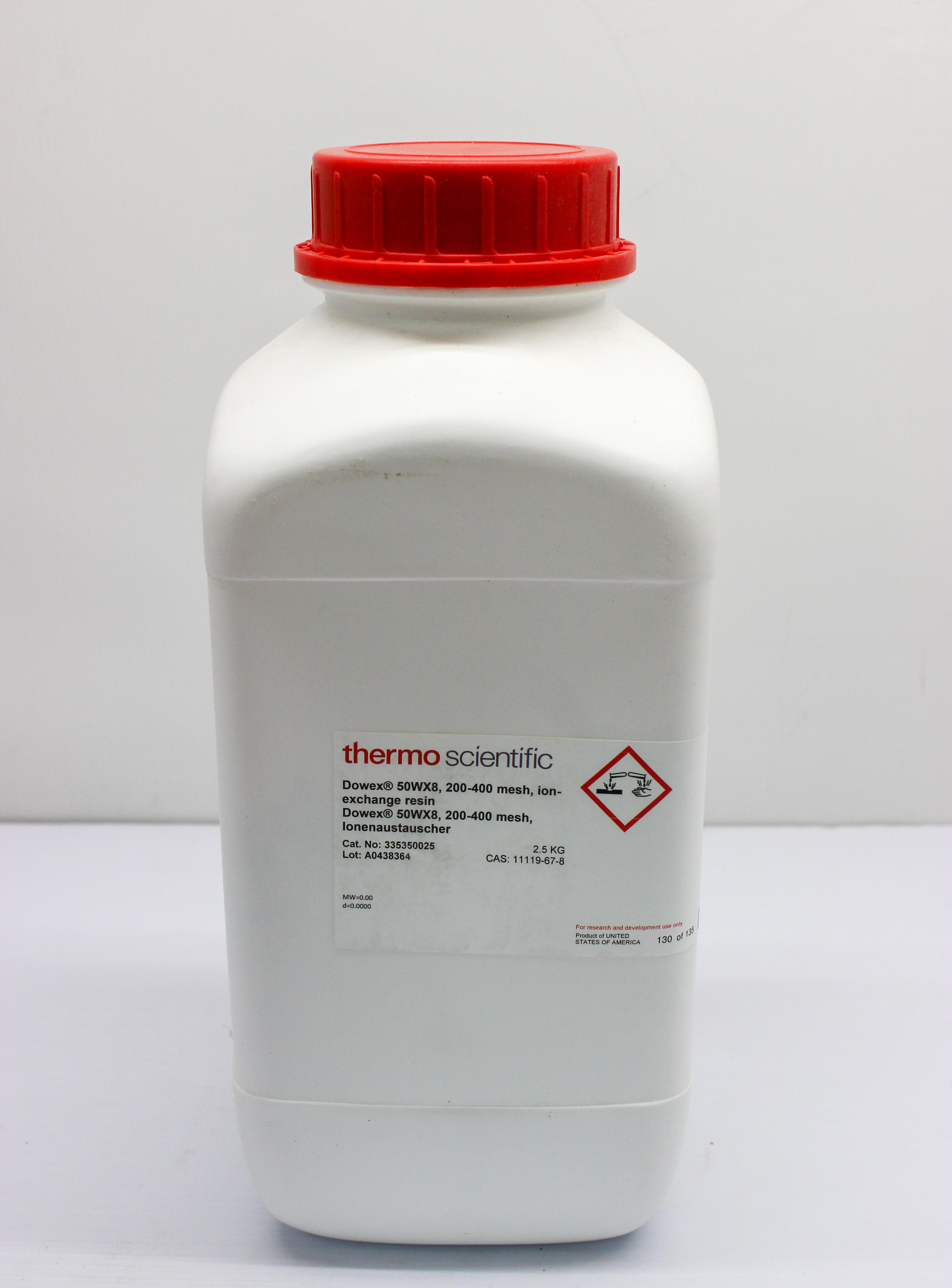 Thermo Dowex 50WX8 Cation Exchange Resin 200-400 Mesh Chromatography 2.5KG