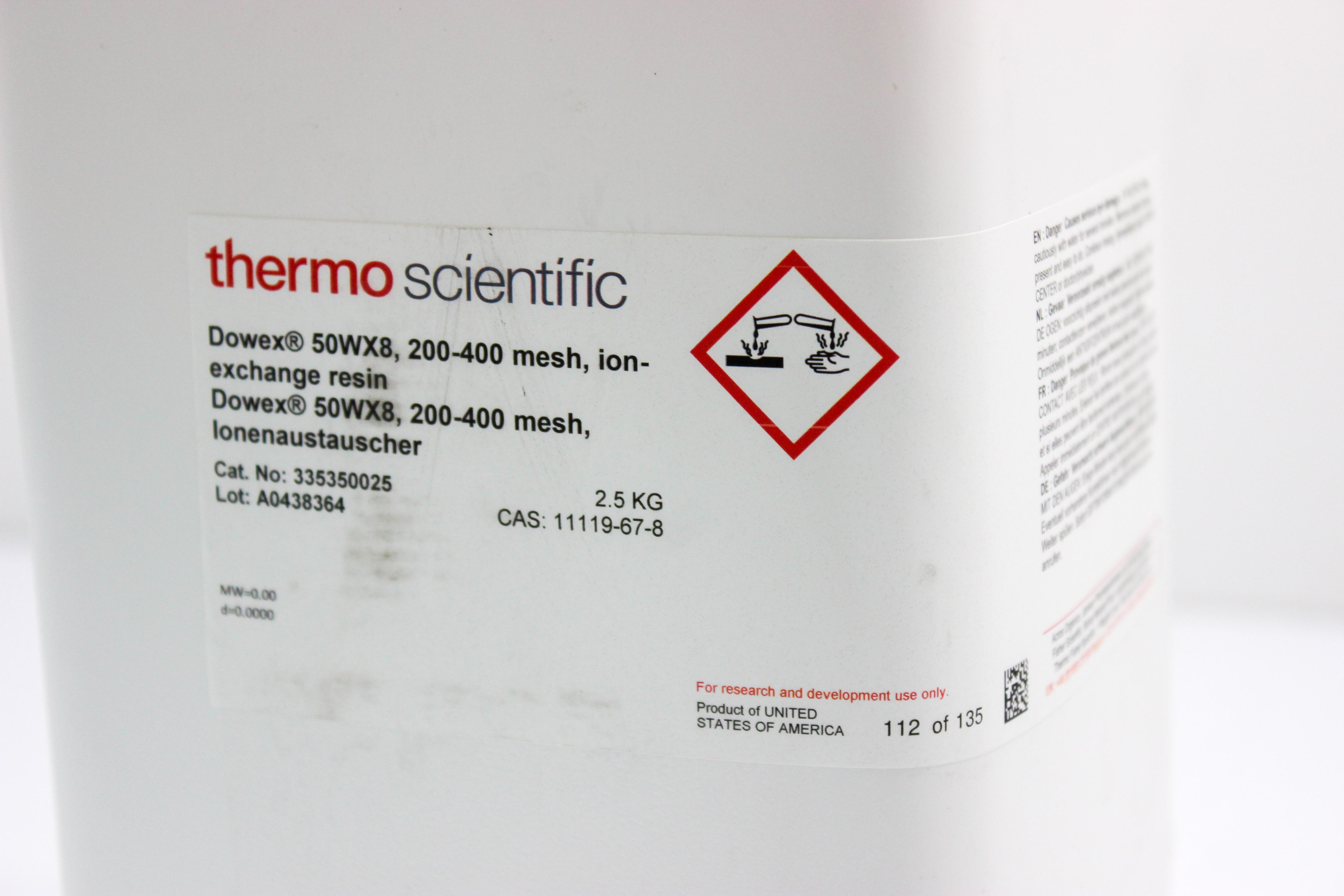 Thermo Dowex 50WX8 Ion Exchange Resin Cation 200-400 Mesh LPLC Separation