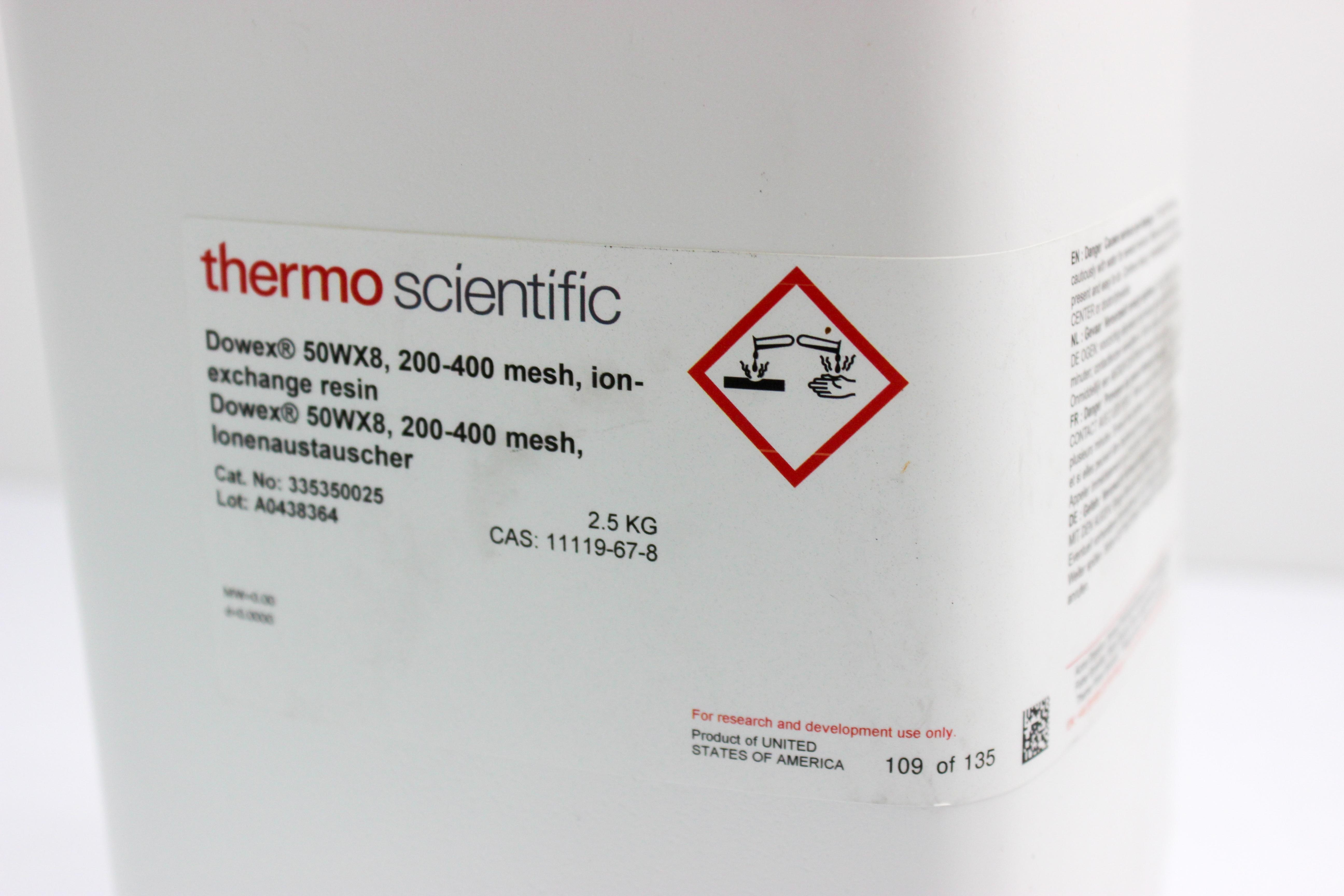 Thermo Dowex 50WX8 Ion-Exchange Resin Chemistry High-Resolution 200-400 Mesh