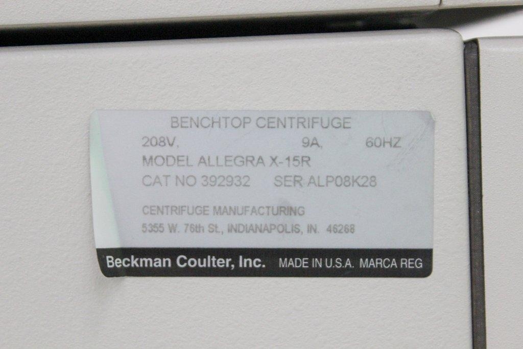 Beckman Coulter Allegra X-15R Benchtop Centrifuge Rotor SX4750 208V