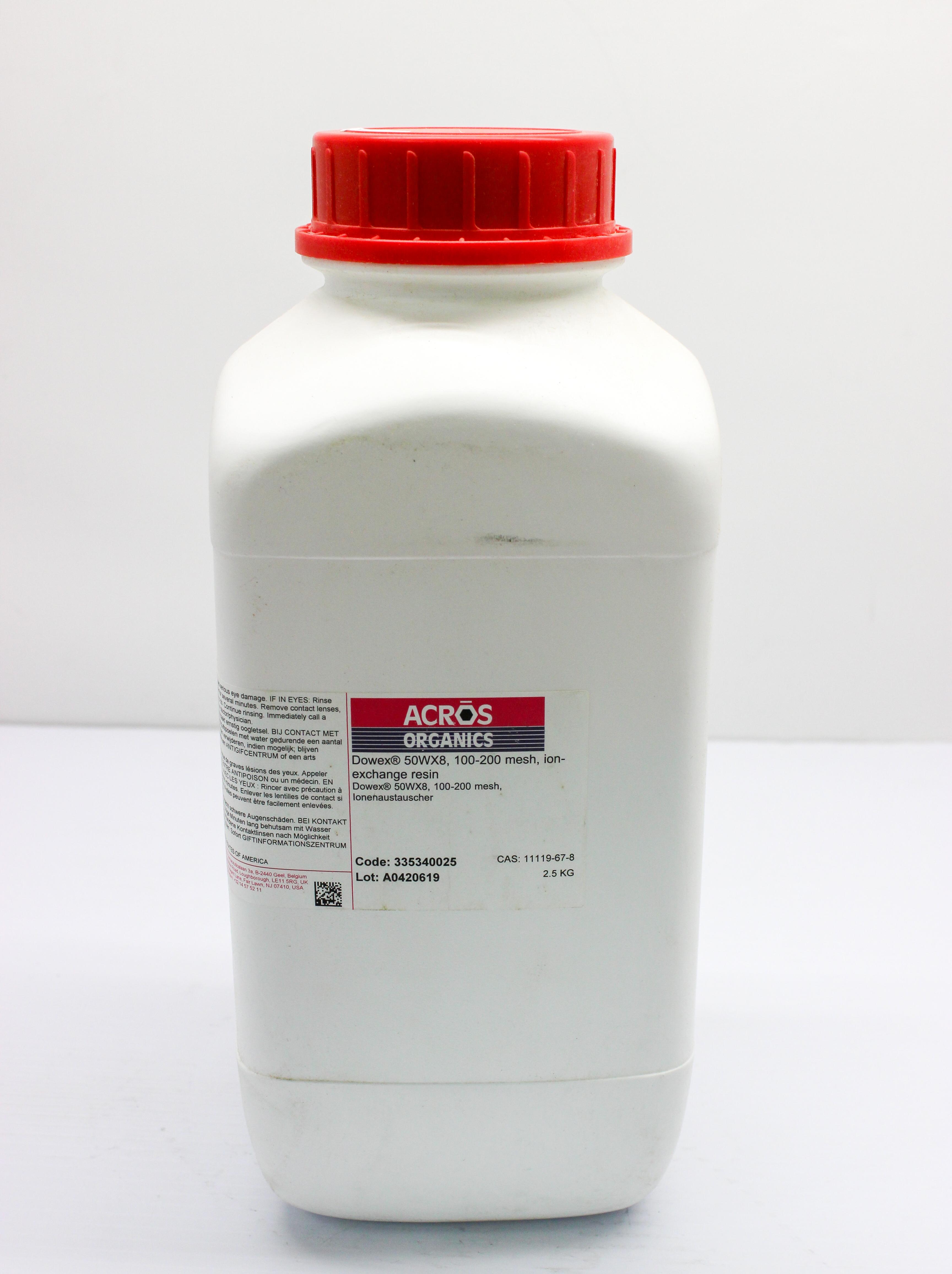 Acros Organics Dowex 50WX8 New Ion-Exchange Resin 100-200 Mesh 2.5kg