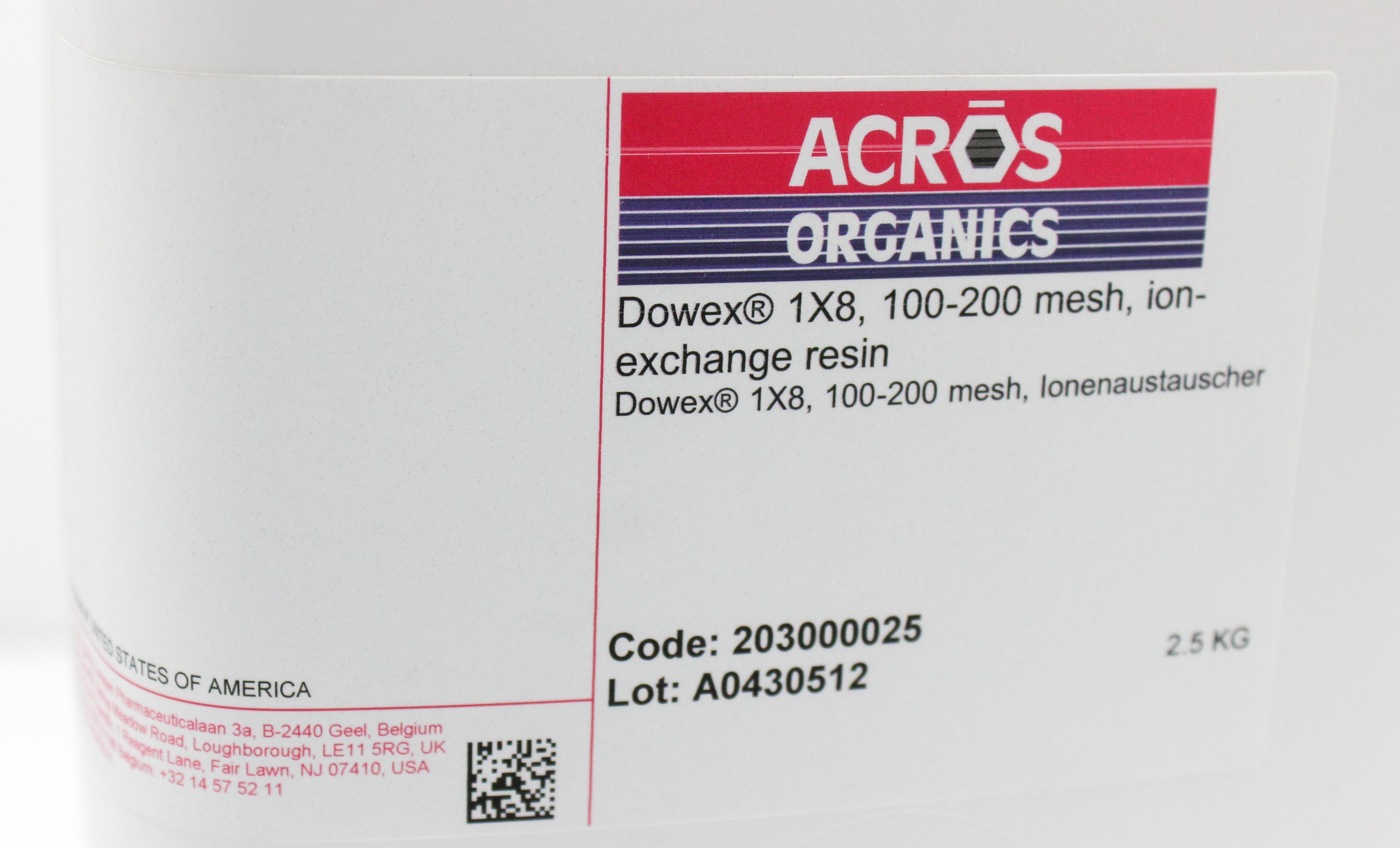 Acros Dowex 1X8 Ion Exchange Resin Analytical Purification 2.5 kg New