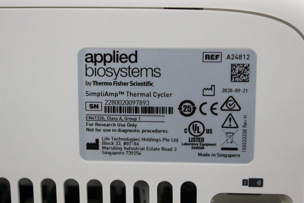 ABI SimpliAmp A24812 PCR Thermal Cycler DNA Testing 96-Well Preowned