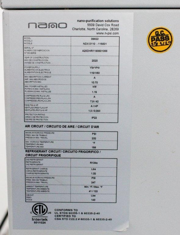 Nano NDX 0110-115601 Air Dryer Refrigerated Lab Facility