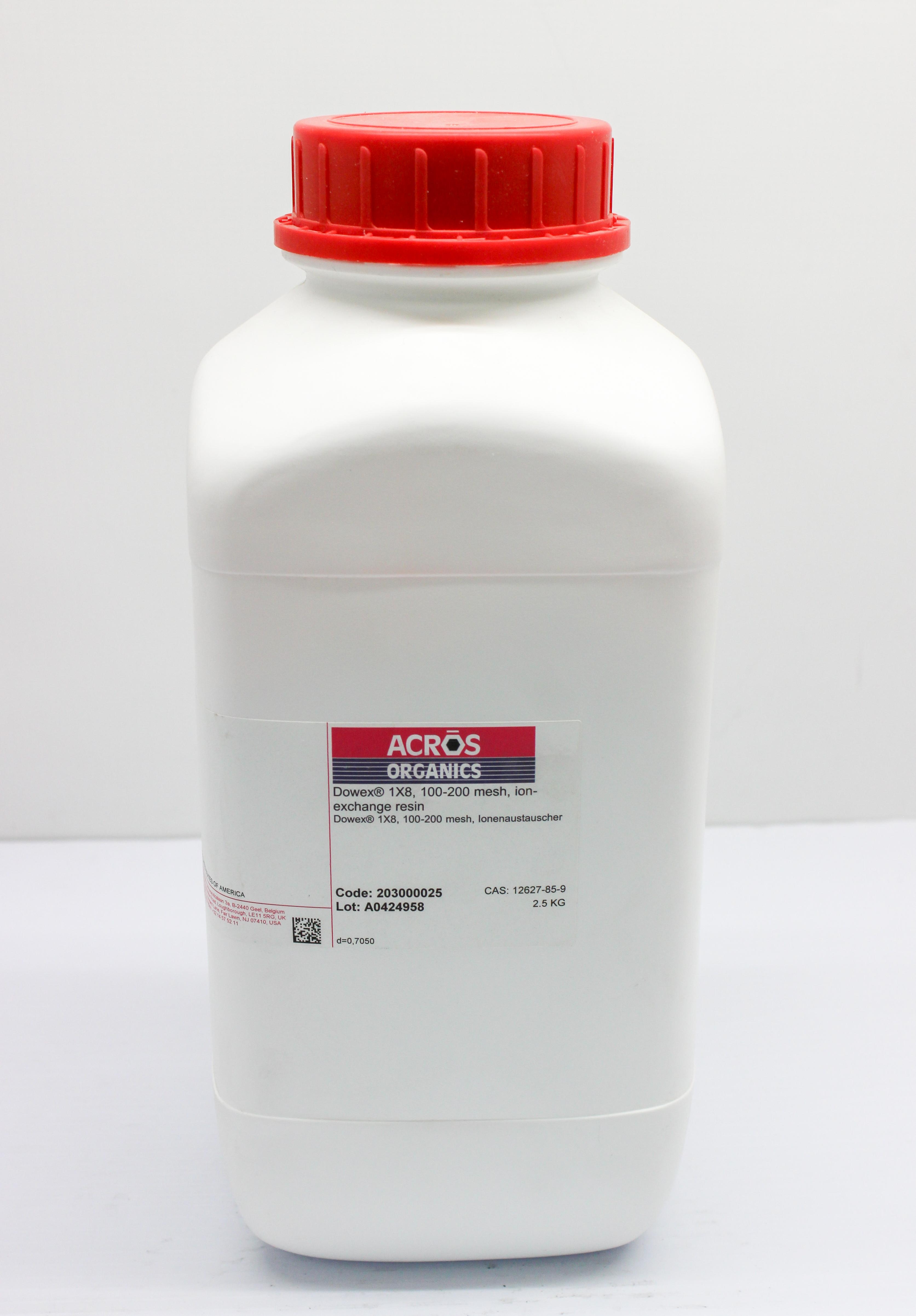 Acros Organics Dowex 1X8 Ion-Exchange Resin 100-200 Mesh 2.5Kg Basic Anion Separator
