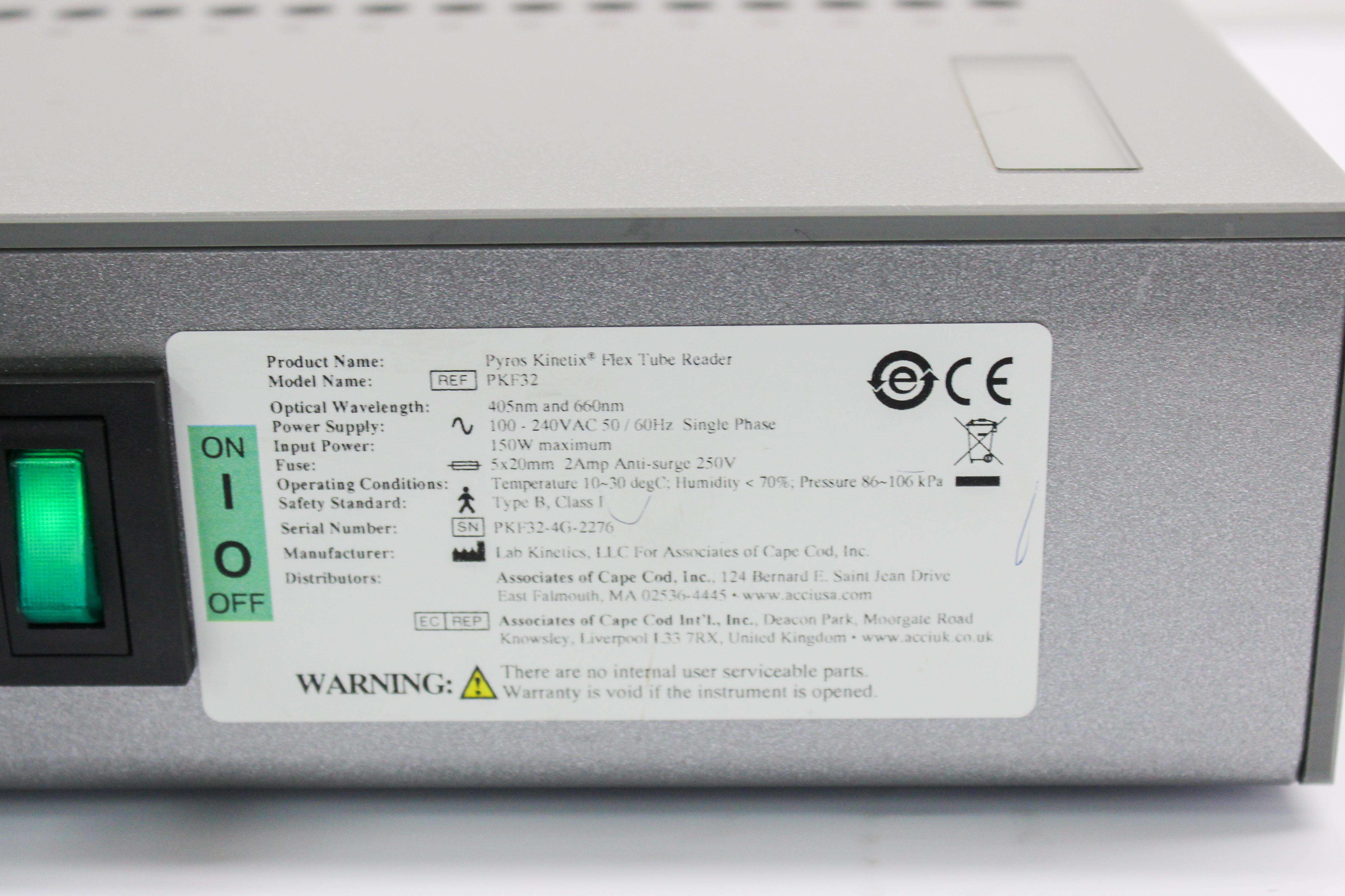 Associates Pyros Kinetix Flex PKF32 Tube Reader Kinetic Assay System in E Condition