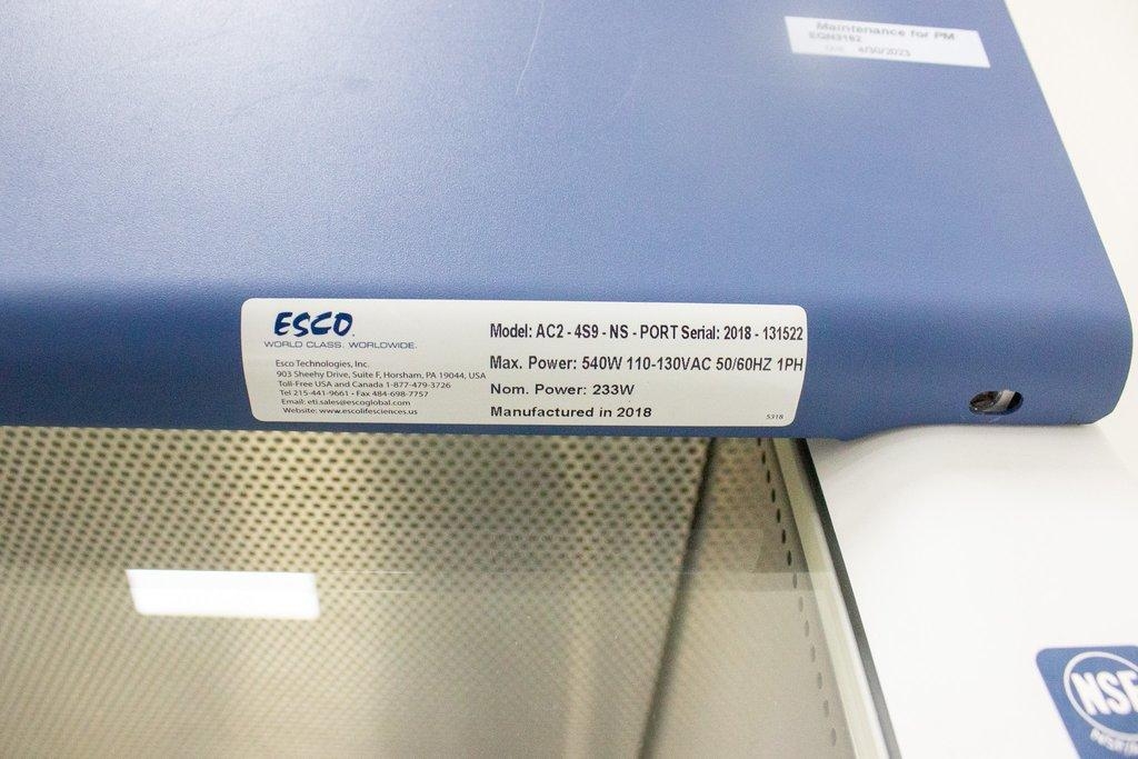 Esco Airstream AC2-4S9-NS-PORT Biosafety Cabinet DC Motor ISO3