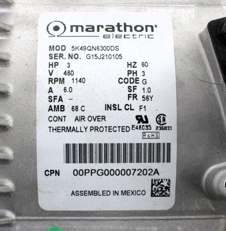 Marathon 5K49QN6300DS Motor Fan 3HP 3PH 460V 1130 RPM Good Condition