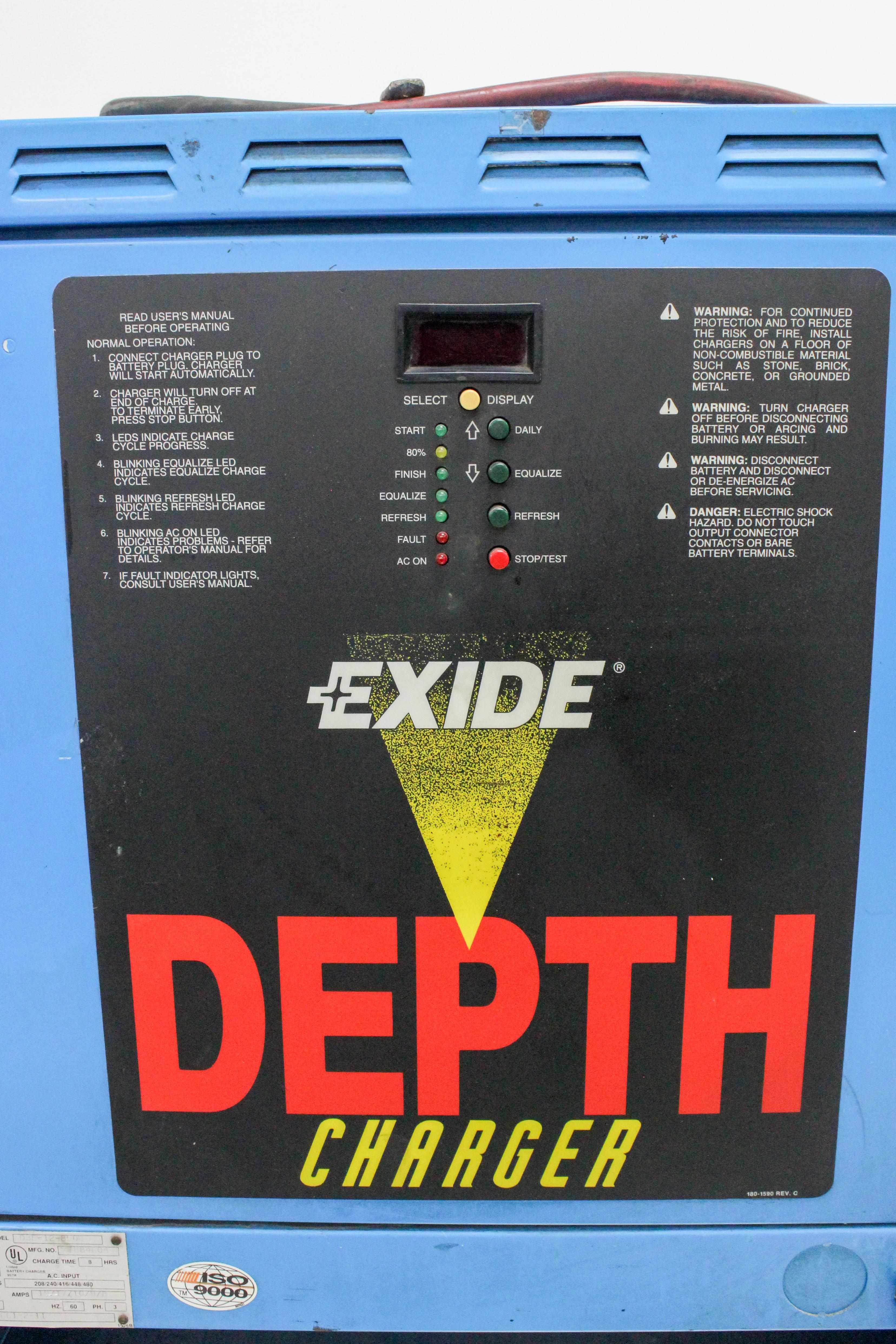 Exide D3E-12-850B Battery Charger Industrial Depth Lead-Acid 850AH 24V Fair