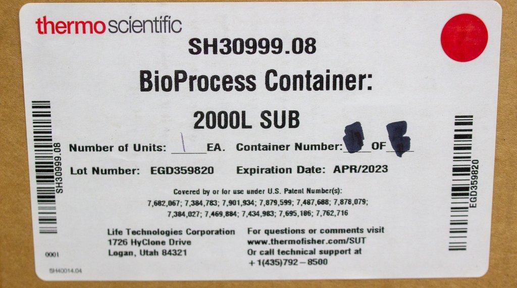 Thermo BioProcess 2000L Container, Single Use, SH30999.08, Bioreactor Accessory