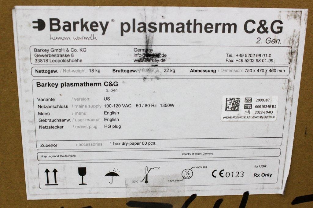 Barkey Plasmatherm C&G Chiller Heater Plasma Warmer 100-120V Heating System