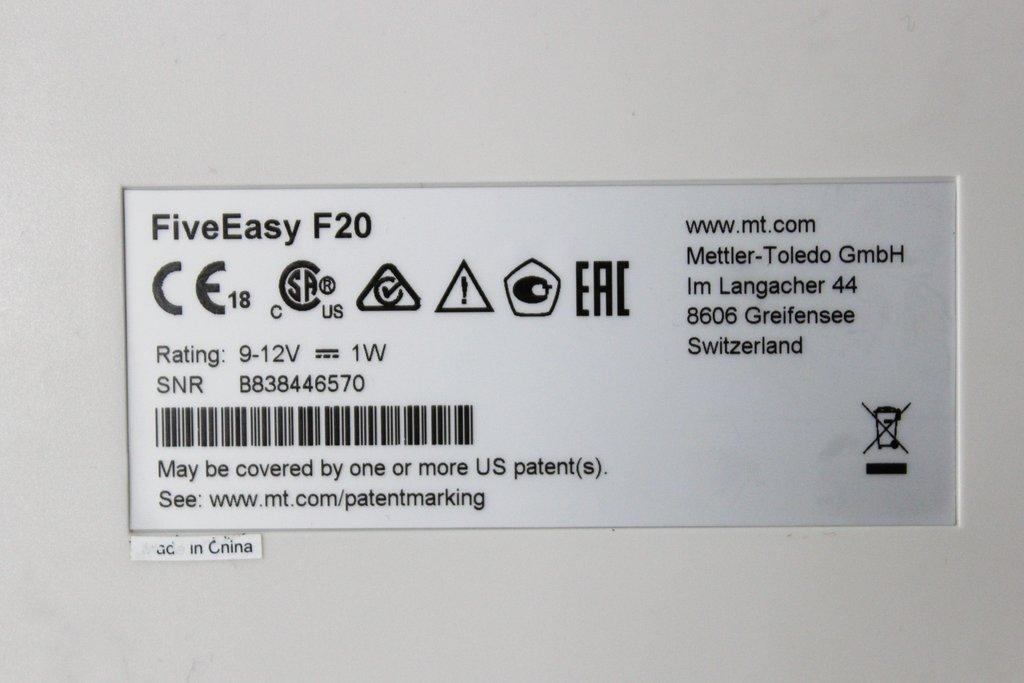Mettler Toledo FiveEasy F20 Meter pH Benchtop 0 to 14 pH 0.01 pH 120V Tested LCD