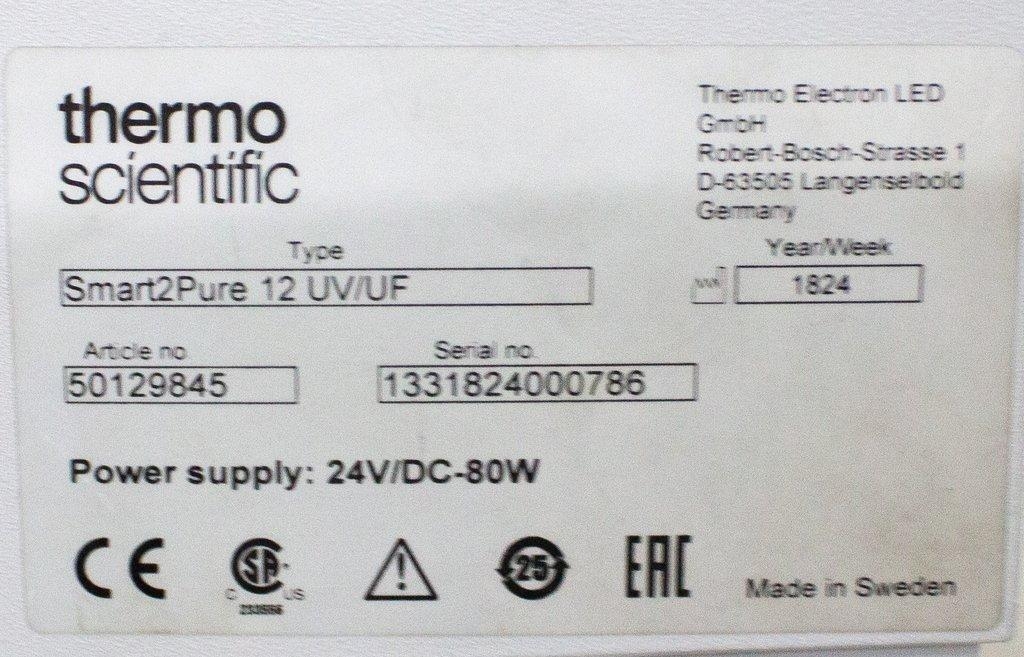 Thermo Smart2Pure 12 Water Purification System 60L Used VG Produces Pure Water