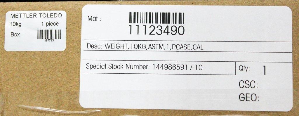 Mettler Toledo 10Kg ASTM Calibration Weight w/ Case, Stainless Steel, New