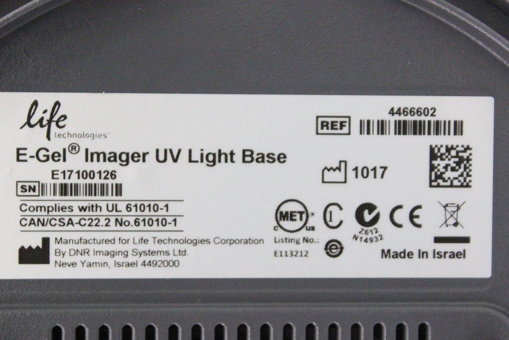 Life Technologies E-Gel Imager Camera Hood Kit UV Light Base Good Condition