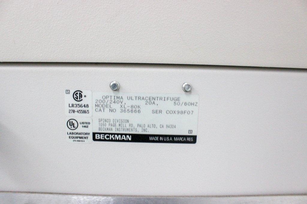 Beckman Optima XL-80k Ultracentrifuge Maximum 80000 RPM Efficient Sedimentation
