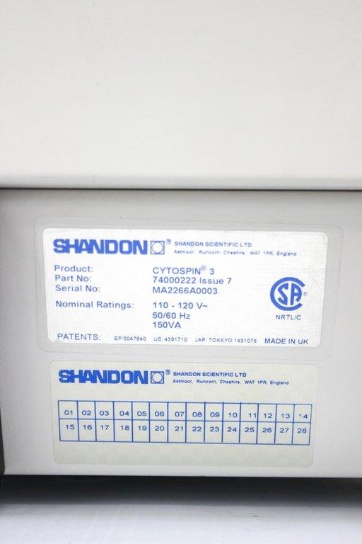Shandon Cytospin 3 Cytocentrifuge Benchtop with Rotor 100-120V 5000 RPM System