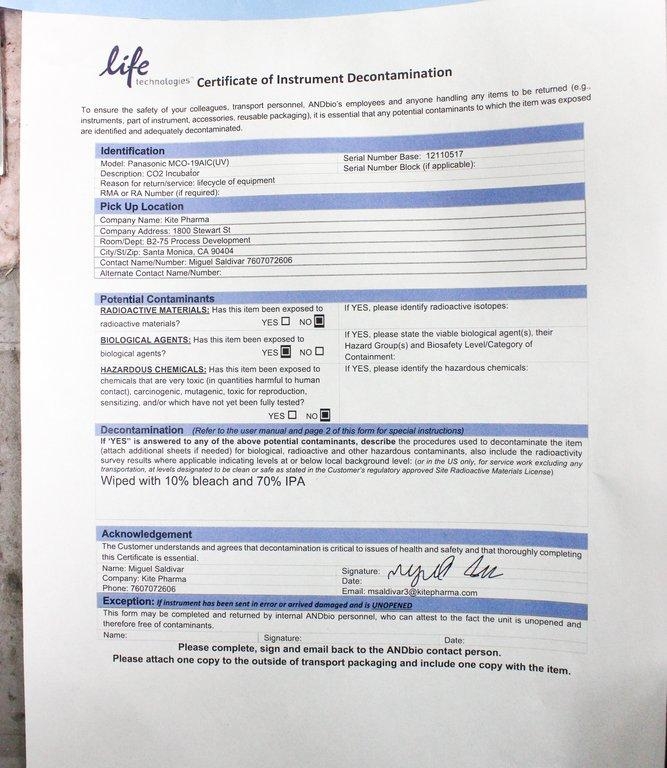 Panasonic MCO-19AICUV-PA CO2 Incubator 170L with UV Contamination Control