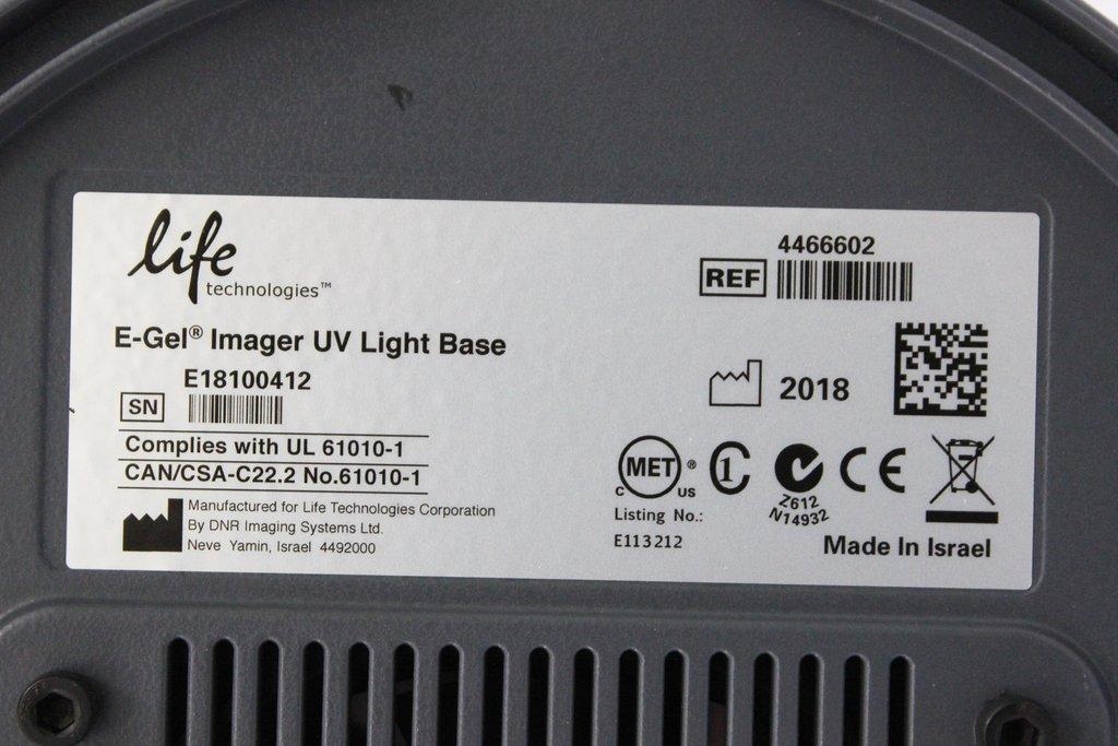 Life Technologies E-Gel Imager Camera Hood with UV Light Base 120V